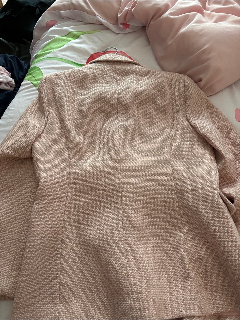 Ina Double-Breasted Textured Blazer in Light Pink. WOMENS - Picture 5 of 5